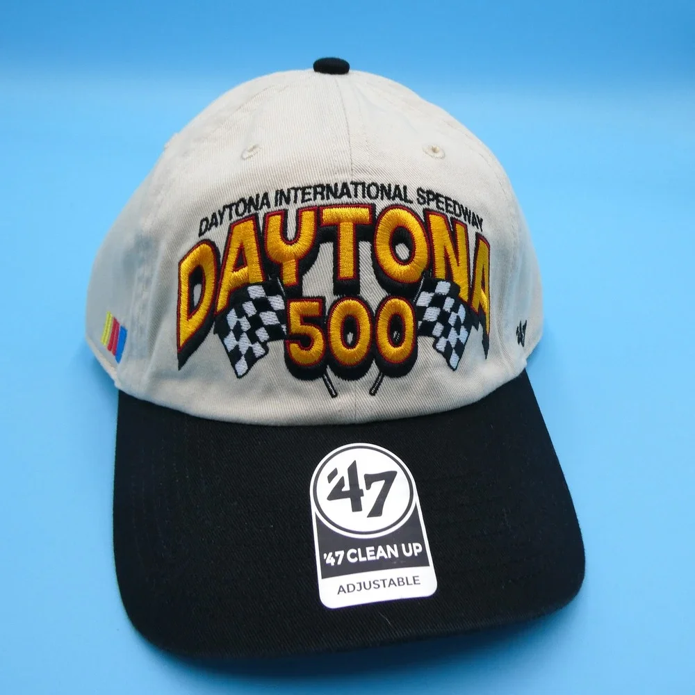 '47 Hat Mens One Size Clean Up‎ Daytona 500 Racing Tan Black Cotton Adjustable
